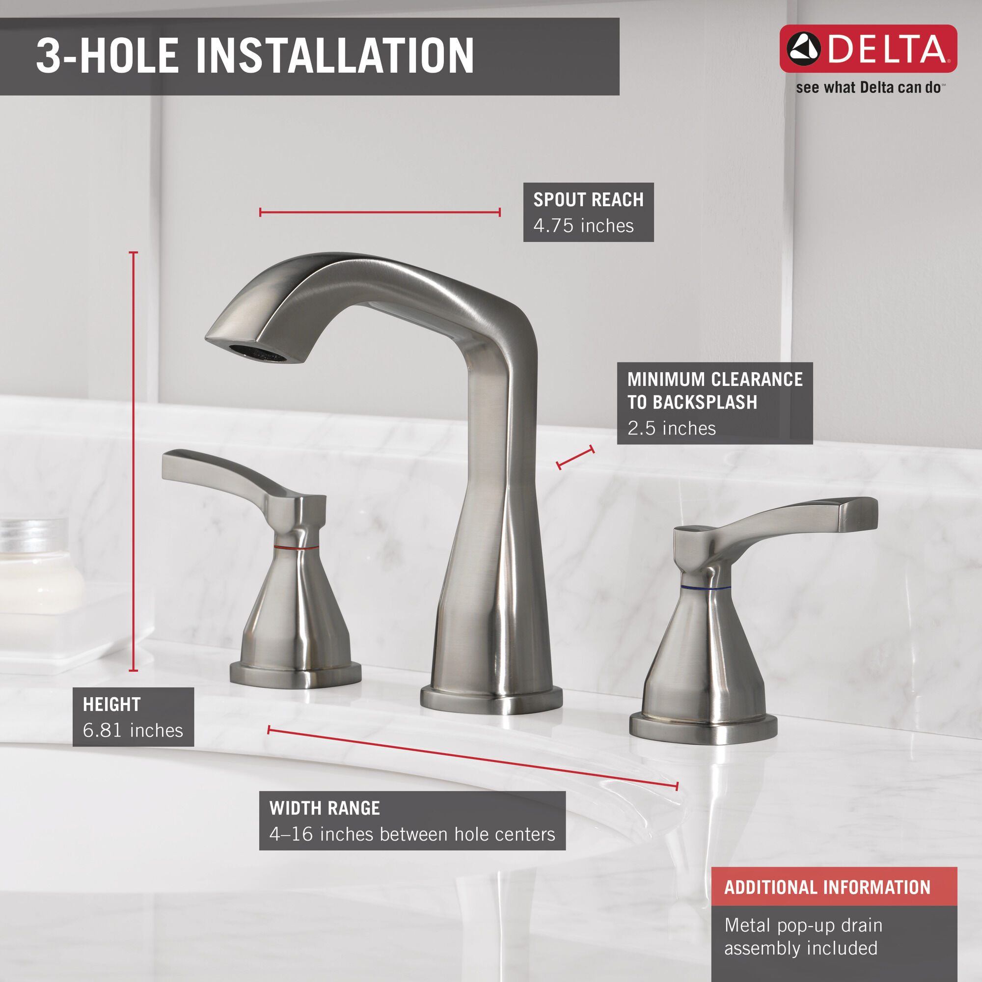 Широко распространенный кран Delta Faucet 35776-SSMPU-DST - Вид №2