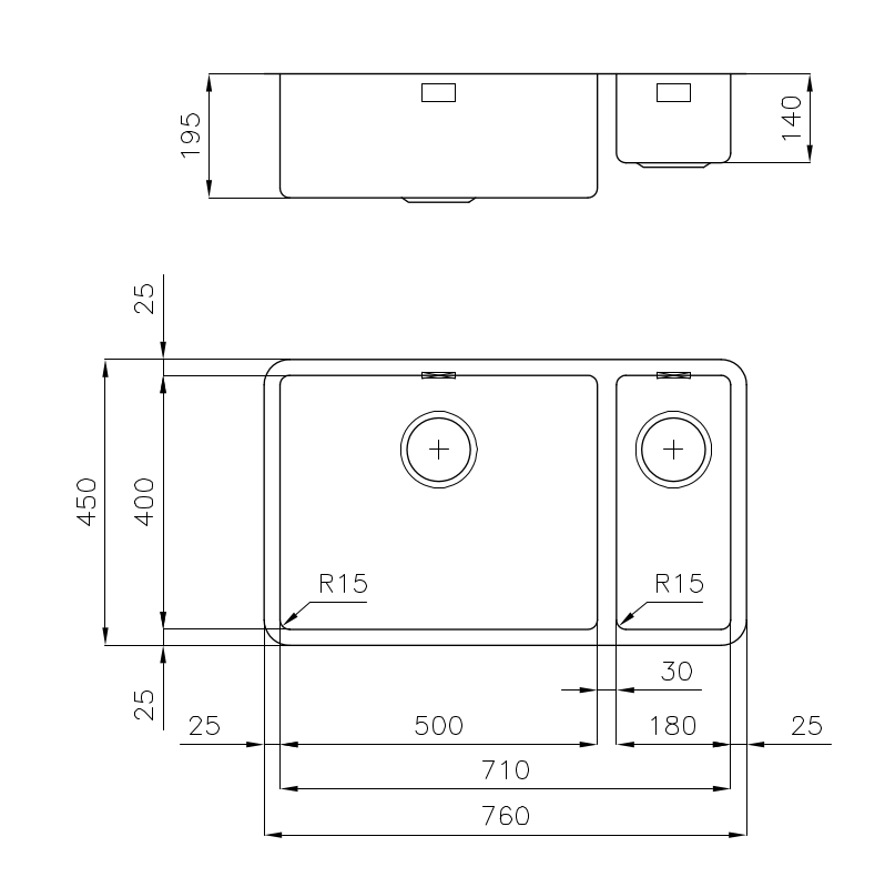 220485x Мойка KE - R15 2204 85x Fosterspa  - Вид №1