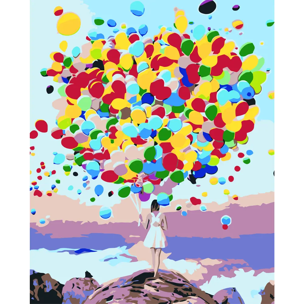 Картина по номерам Девушка с шарами 40х50 см FBRUSH STLM-2120559