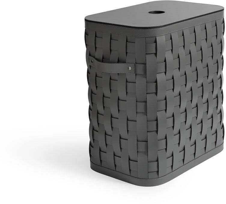 Высокая прямоугольная корзина Demetra с плоской крышкой - 30X45XH50 см / регенерированная кожа_camel
