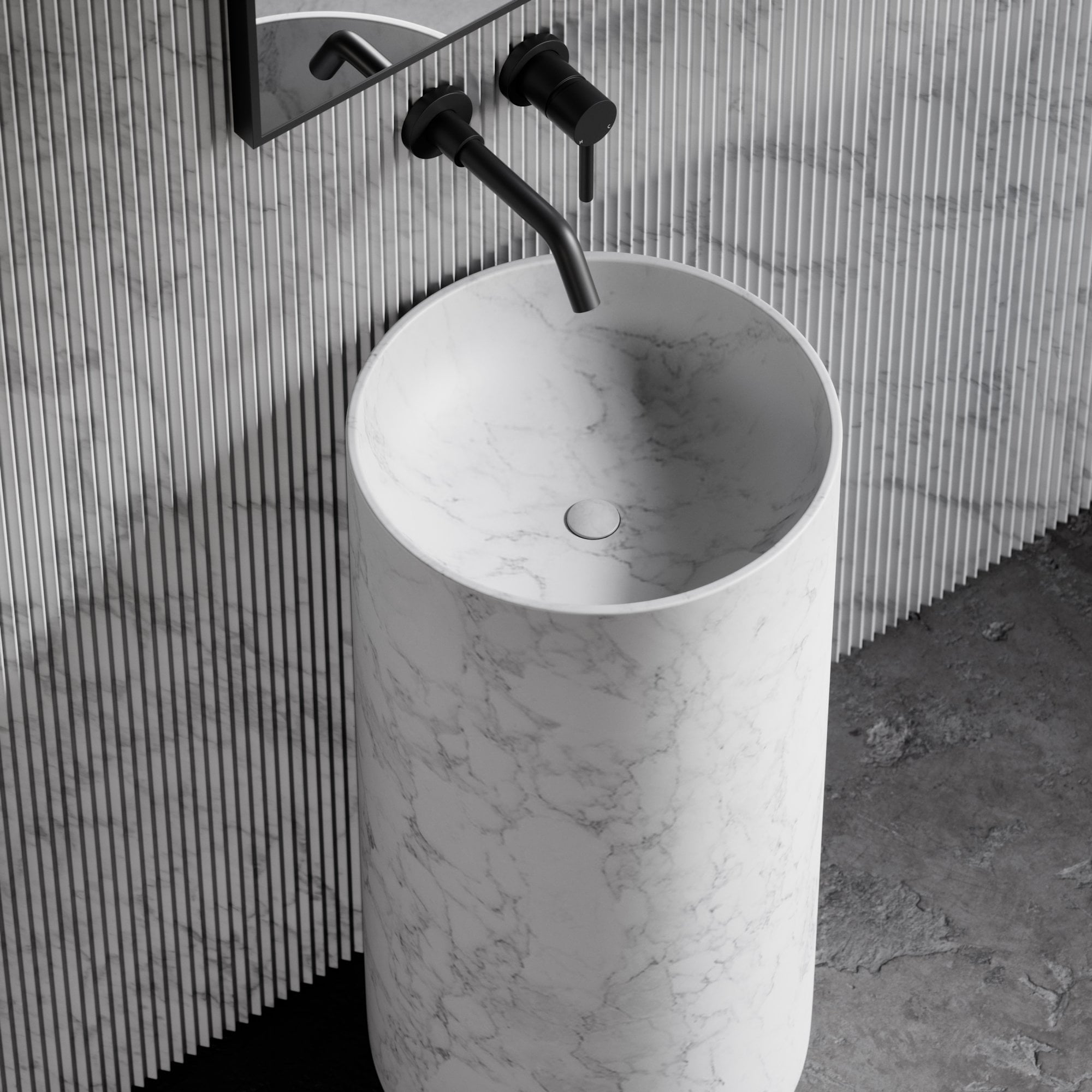 Каррарский мрамор круглый отдельно стоящий умывальник LUSSO Designo ARCH-00010492 - Вид №1