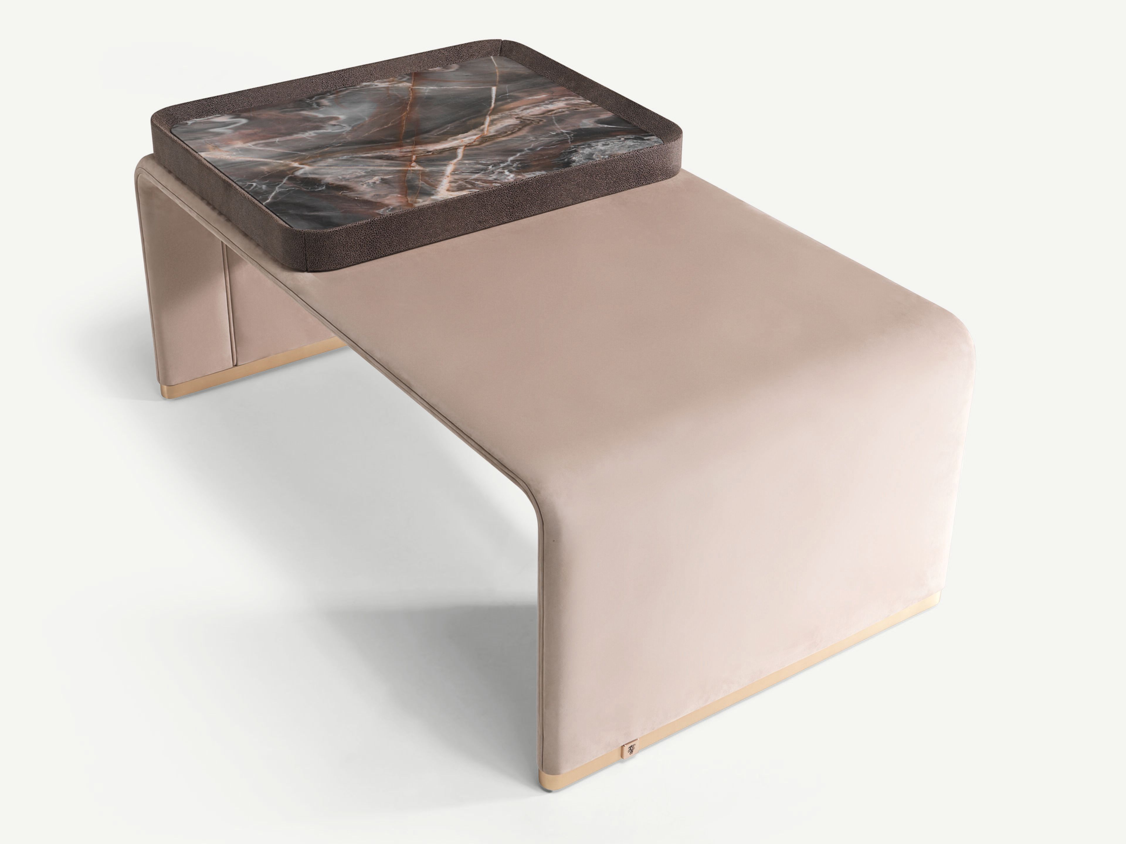 Кожаный низкий прямоугольный журнальный столик с подносом Visionnaire Foster ARCH-00066676