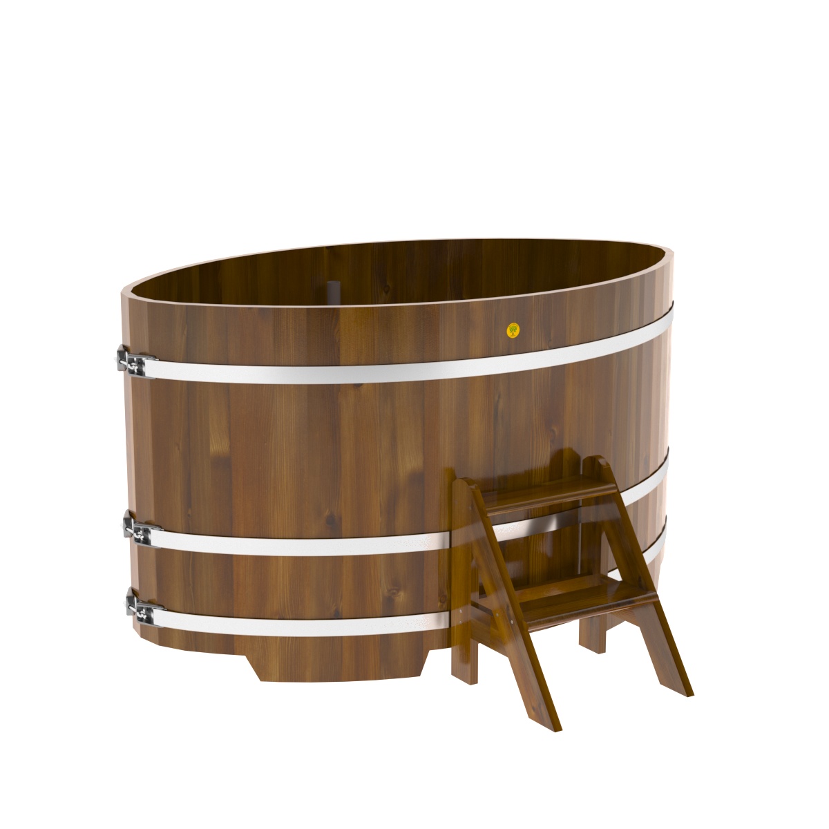 2287 Купель овальная из лиственницы Рустик 1,08х1,75х1,0 морёная Alyarus 