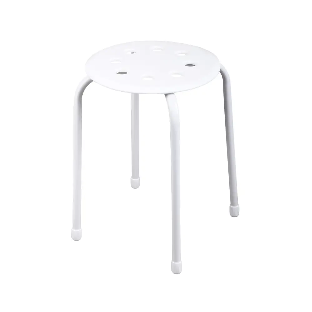 Табурет Nika ТП01 33x46x33 см ножки металл/сиденье пластик белый STLM-2124679 - Вид №1