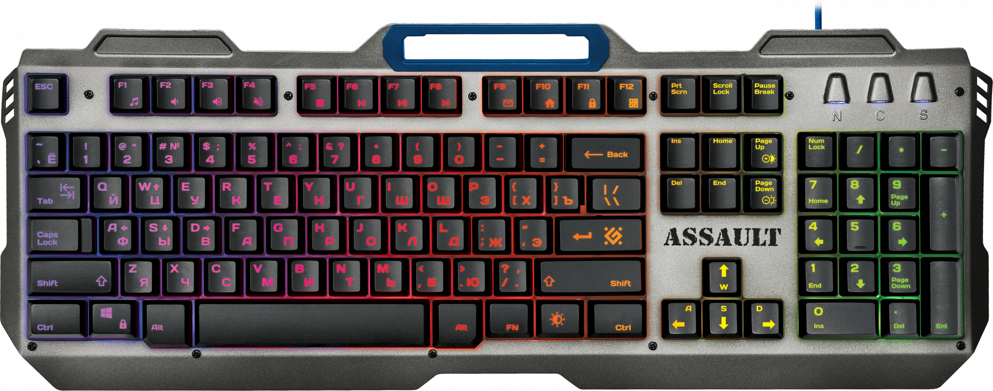 45350 проводная игровая клавиатура assault gk-350l ru,радужная,метал Defender Santreyd 