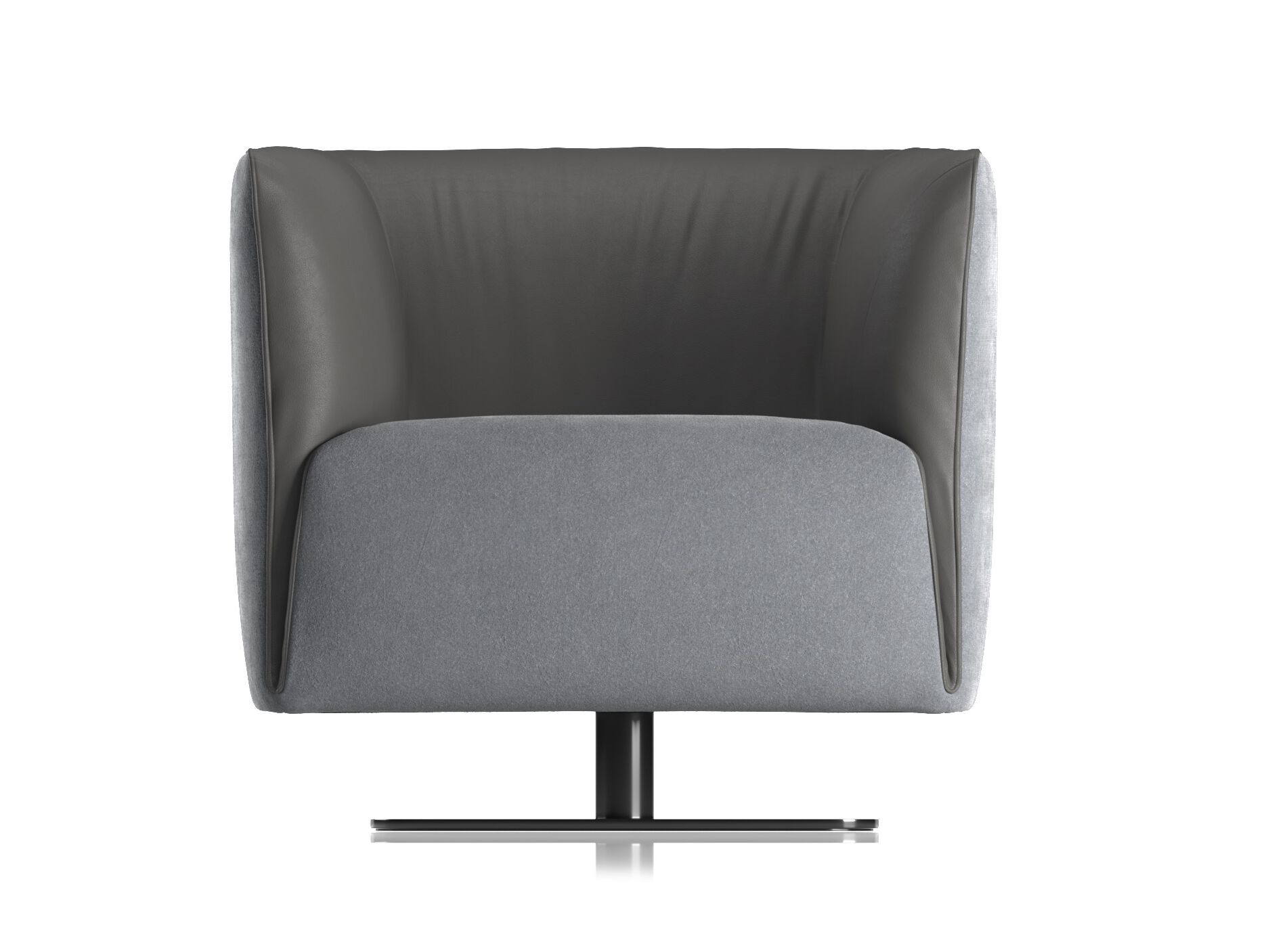 Вращающееся кресло из ткани и кожи с подлокотниками Natuzzi Italia DODI ARCH-00069248