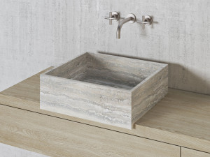 Квадратный умывальник из натурального камня