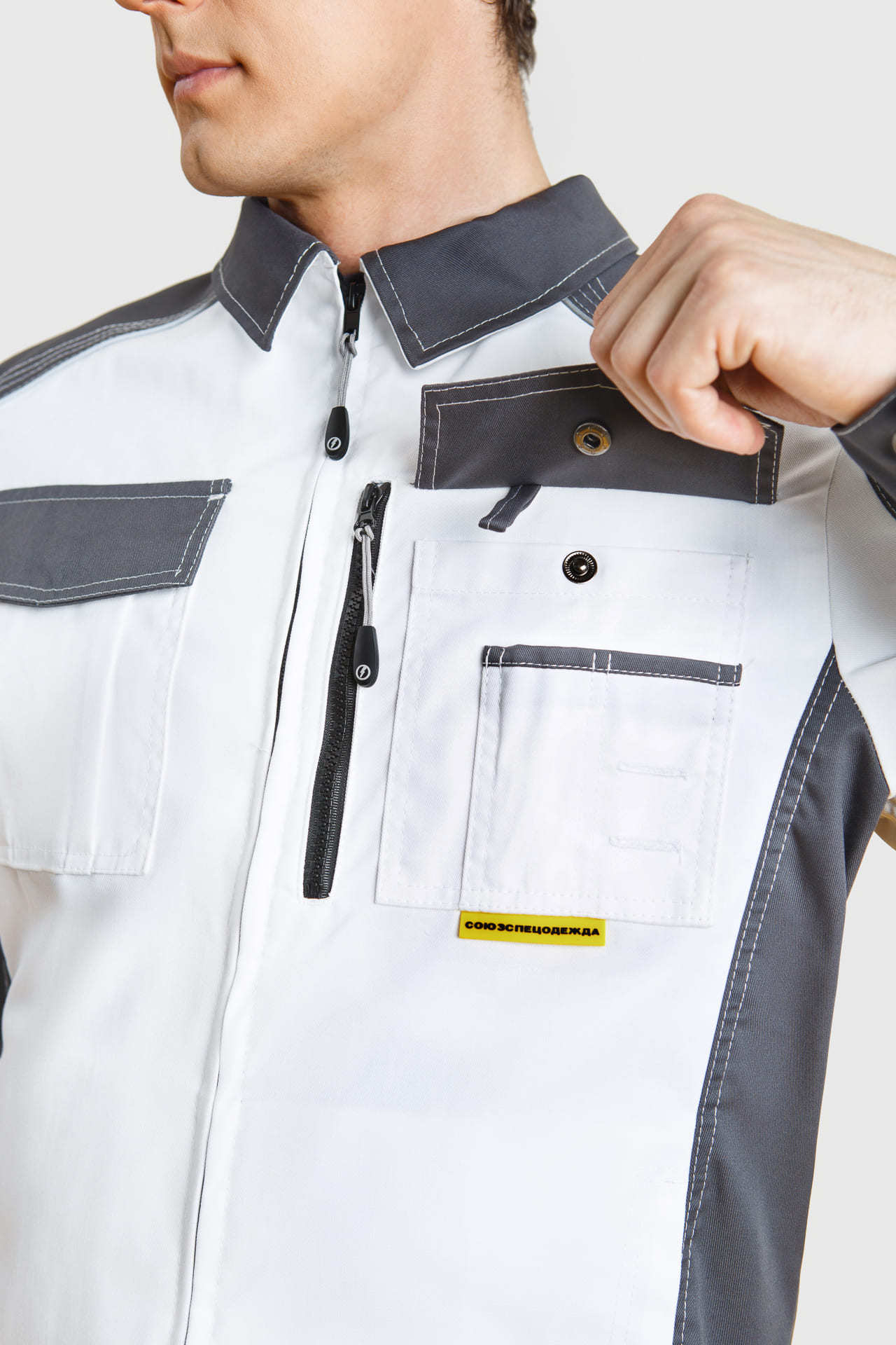 4974830 Костюм  NEW белый графит STATUS  Летняя спецодежда  размер 56-58/182-188  - Вид №10