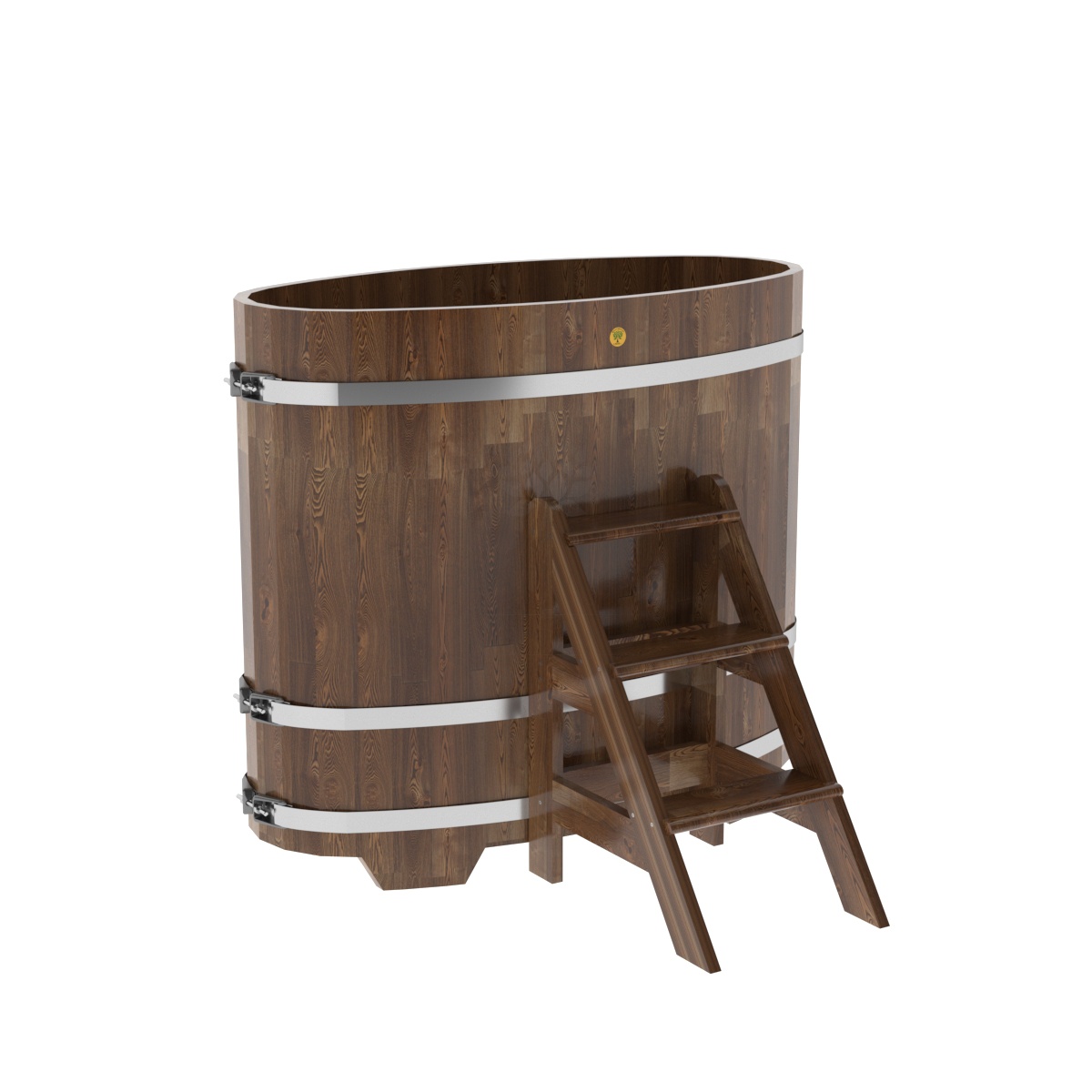 1376 Купель овальная из сращенных ламелей лиственницы 0,69х1,31х1,2 морёная Alyarus 