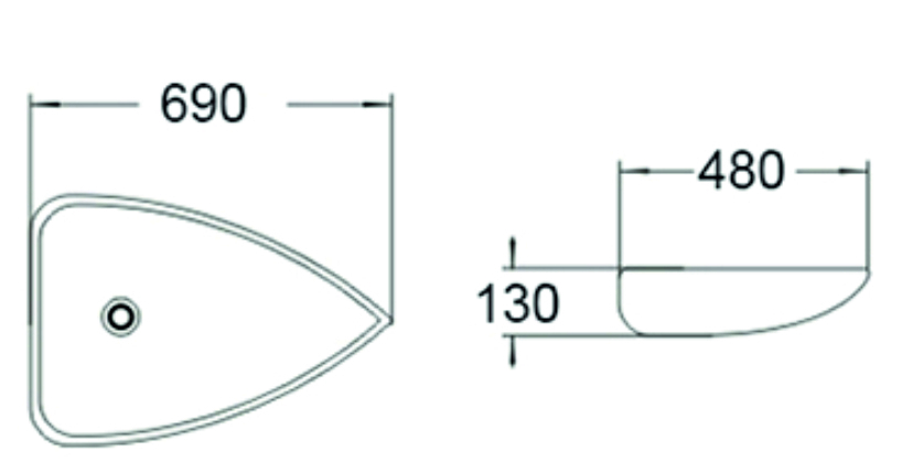 SL-1033 Раковина керамическая накладная без перелива LAB.Space  - Вид №1