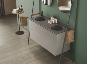 Керамическая круглая двойная раковина с столешницей