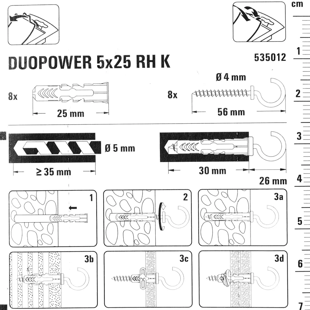 Дюбель для всех типов стен Duopower 5x25 мм полукольцо цвет серый/красный 8 шт FISCHER STLM-2079606 - Вид №3