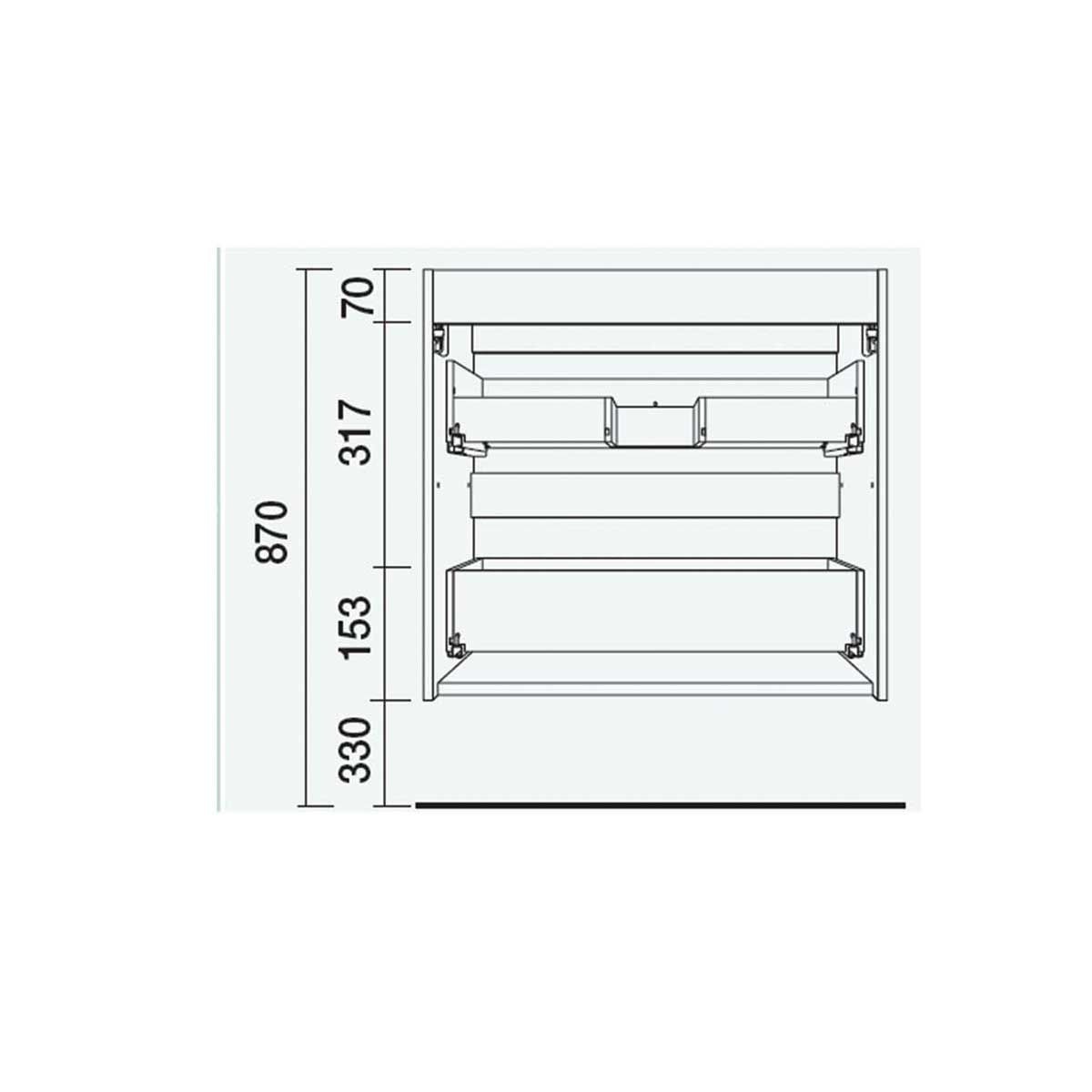 23324 SALGAR Мебель для умывальника FUSSION LINE 800 2 ящика GLOSS GREY 797 x 540 x 450 мм Глянцевый серый - Вид №3