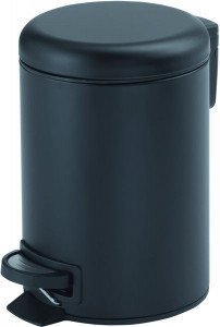 3309(14) Gedy G-Potty, круглый контейнер для мусора с педалью - 5 литров, цвет черный матовый