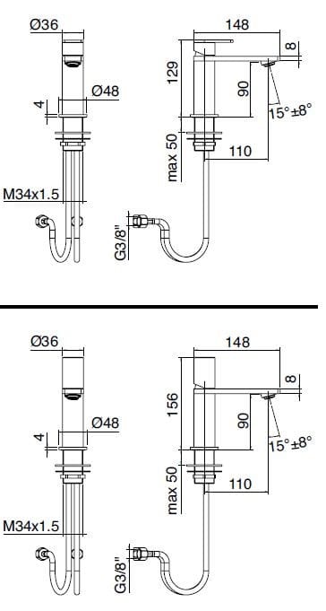 Смеситель для биде из нержавеющей стали Zazzeri Q316 ARCH-00025058 - Вид №2