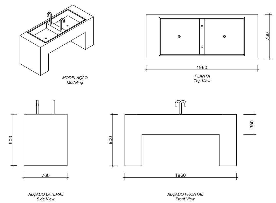 Бетонный умывальник для общественных мест amop Vouga Rio ARCH-00027569 - Вид №2
