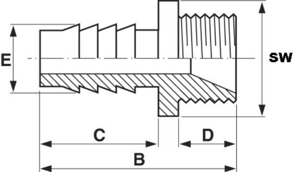 SANIT 612666 Шланг, АБС, с конической наружной резьбой BSP  - Вид №1