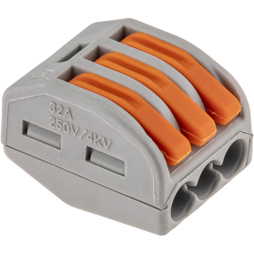 84746778 Клеммы соединительные монтажные с рычажком Duwi СМК 222-413 3-проводные 4мм² серые 50шт 26638 9 STLM-1109494  - Вид №1