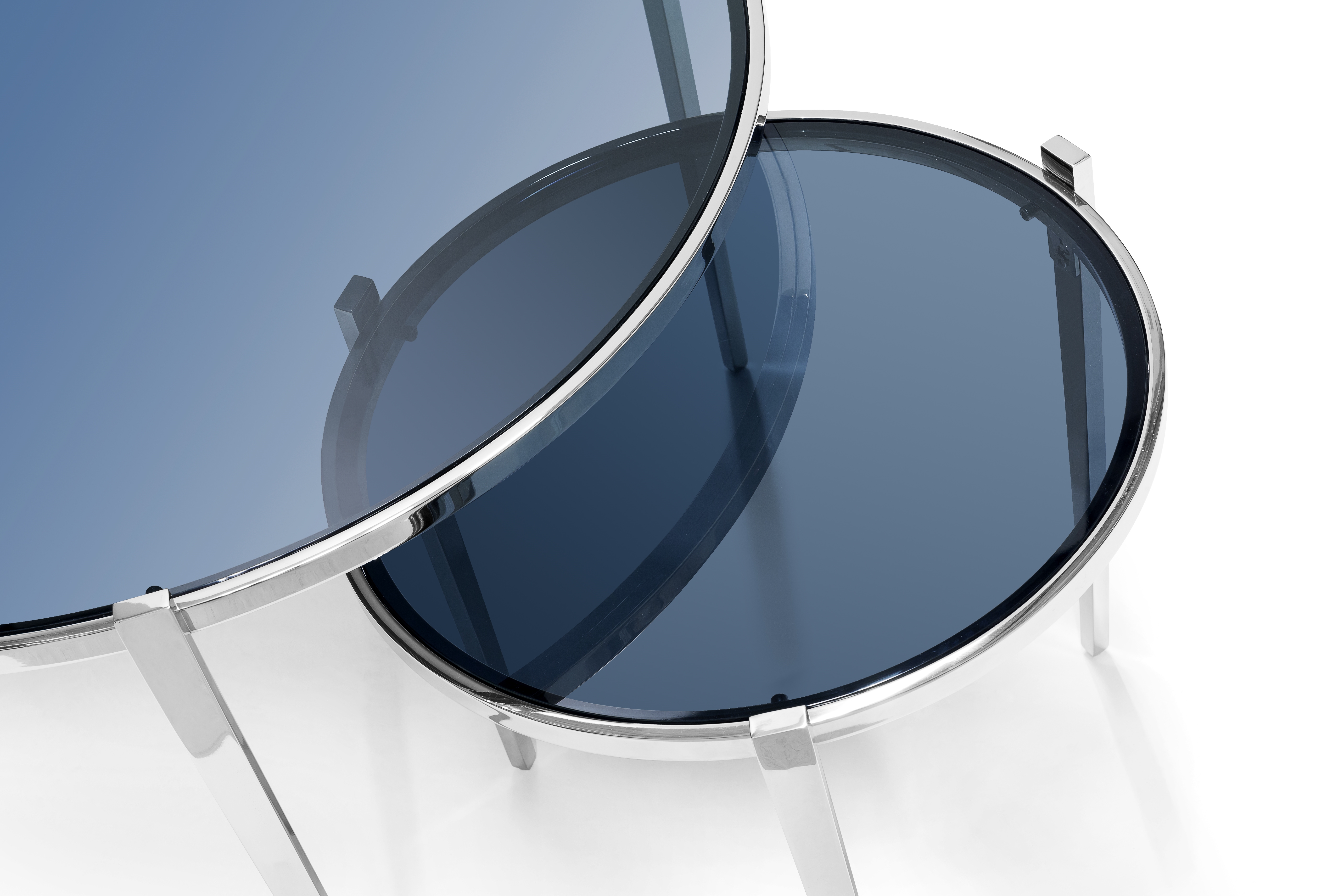 450163-02 ABHIKA НАБОР КОФЕЙНЫЙ СТЕКЛЯННЫЙ КРУГЛЫЙ 2ПК D80 / 48 SILVER  - Вид №1