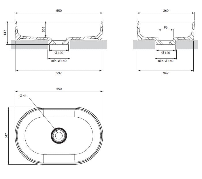 Столешница из композитного материала OMNIRES OVO M+ OVOUN ARCH-00080091 - Вид №25