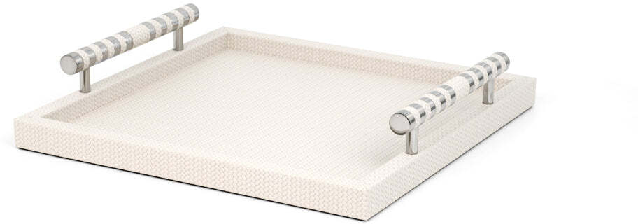 Сатурно Поднос - 29,5Х45 см / металл-финиш_сатин-латунь / ари-кожа_крем