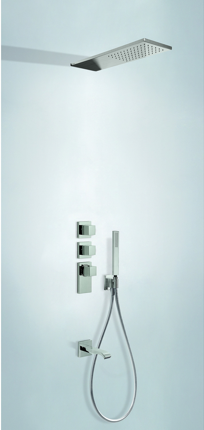 BLOCK SYSTEM Kit de grifo termostático empotrado de 3 vías Block System para bañera y ducha-20625301AC TRES