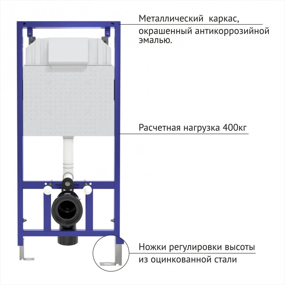 040235 Инсталляция BERGES для скрытого монтажа унитаза NOVUM кнопка D5 Soft Touch чёрная  Berges NOVUM R1  - Вид №4