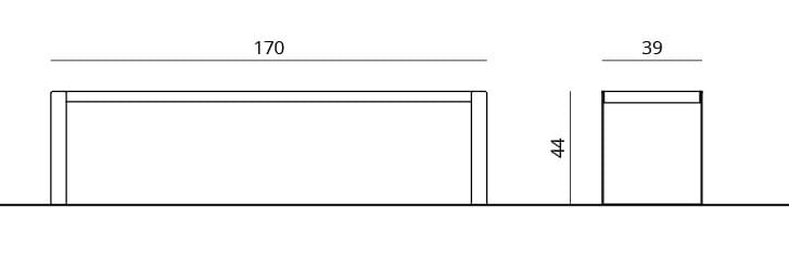 Алюминиевая скамья без спинки Urbantime Вечнозеленый.040 ARCH-00099234 - Вид №1