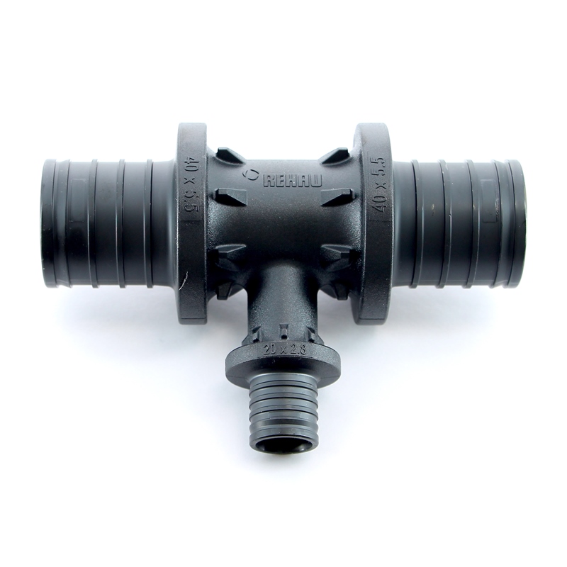 Тройник редукционный надвижной пластиковый REHAU 40х20х40 160067