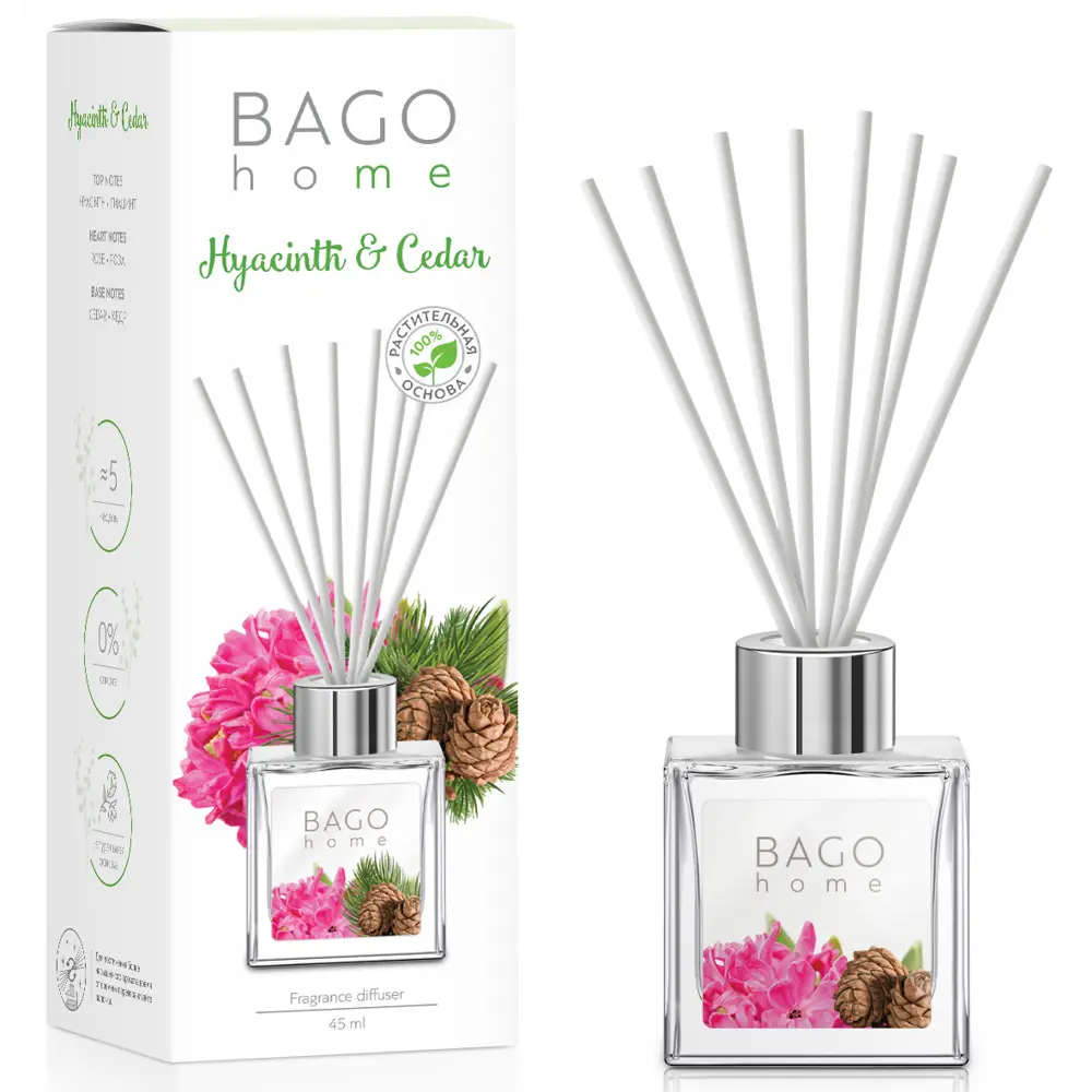 Bago Home Диффузор с ароматом гиацинта и кедра 45 мл 89425633 STLM-1583493