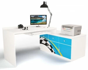 Стол модульный ABC-KING Г Тумба 400+800 La-Man ПРАВЫЙ голубой