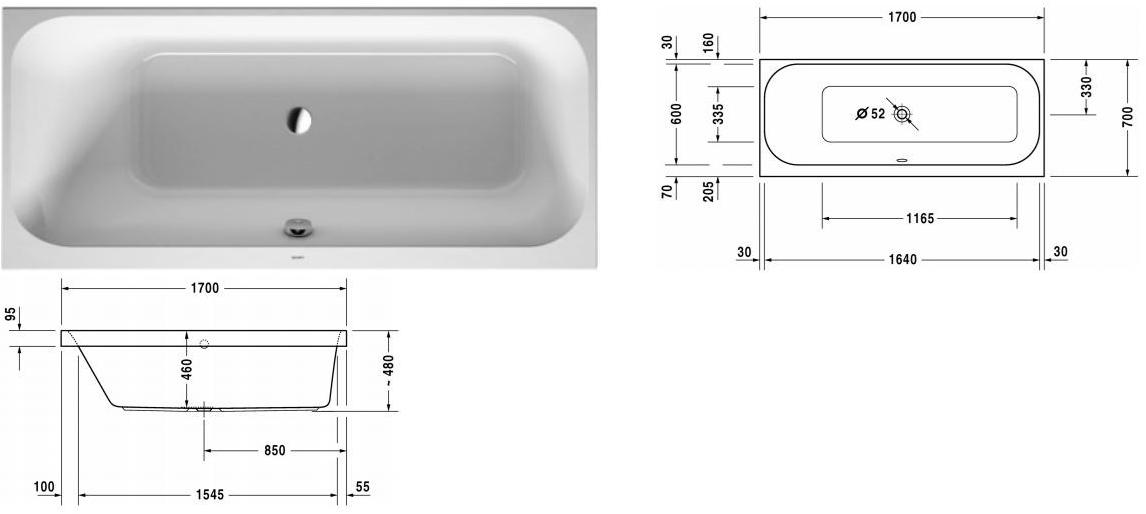 Duravit Прямоугольная встраиваемая акриловая ванна Happy d.2 sun-id-1367106 - Вид №5