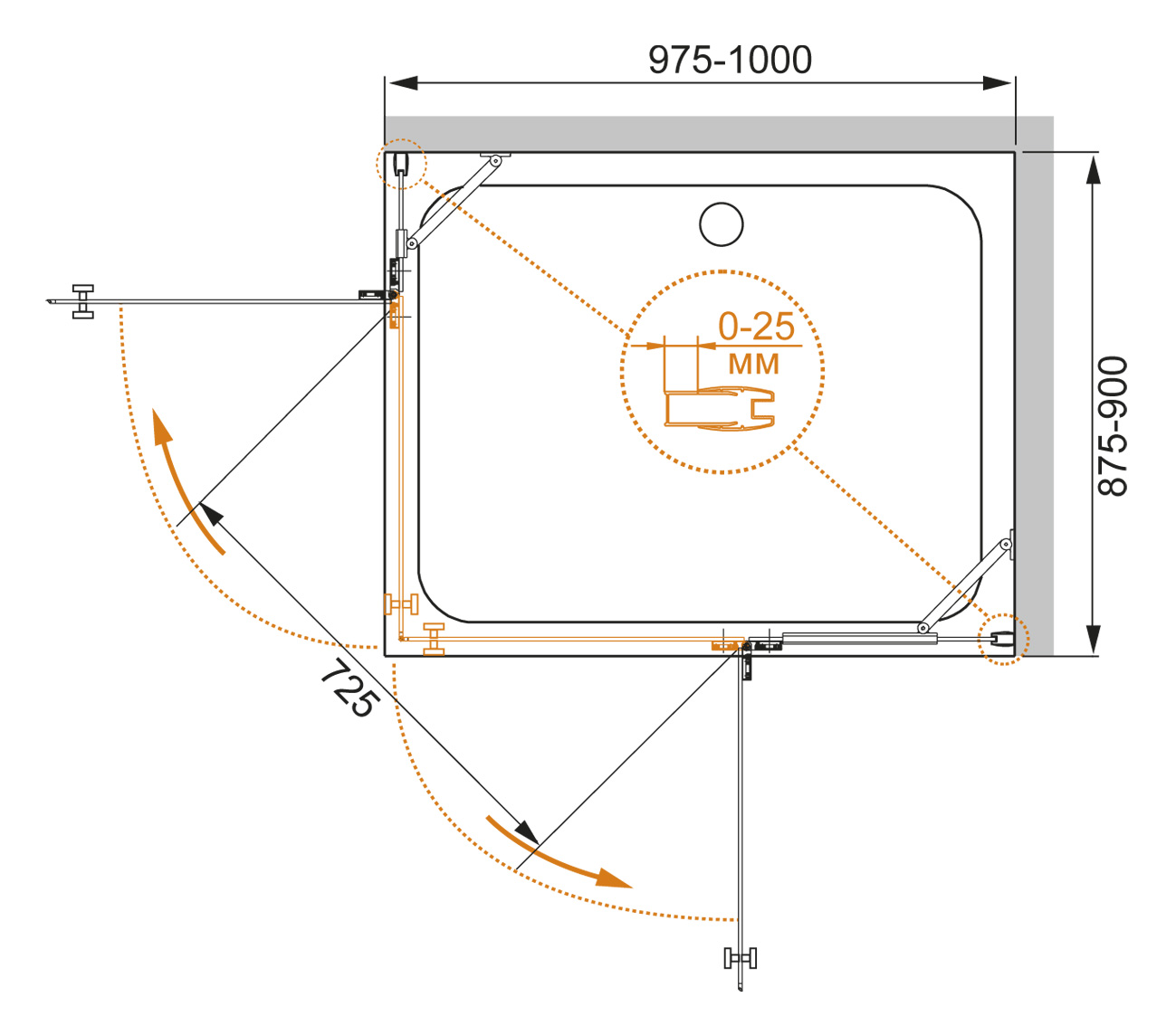 Душевой уголок CEZARES CRYSTAL-S-AH-2-100/90-C-Cr-R - Вид №1