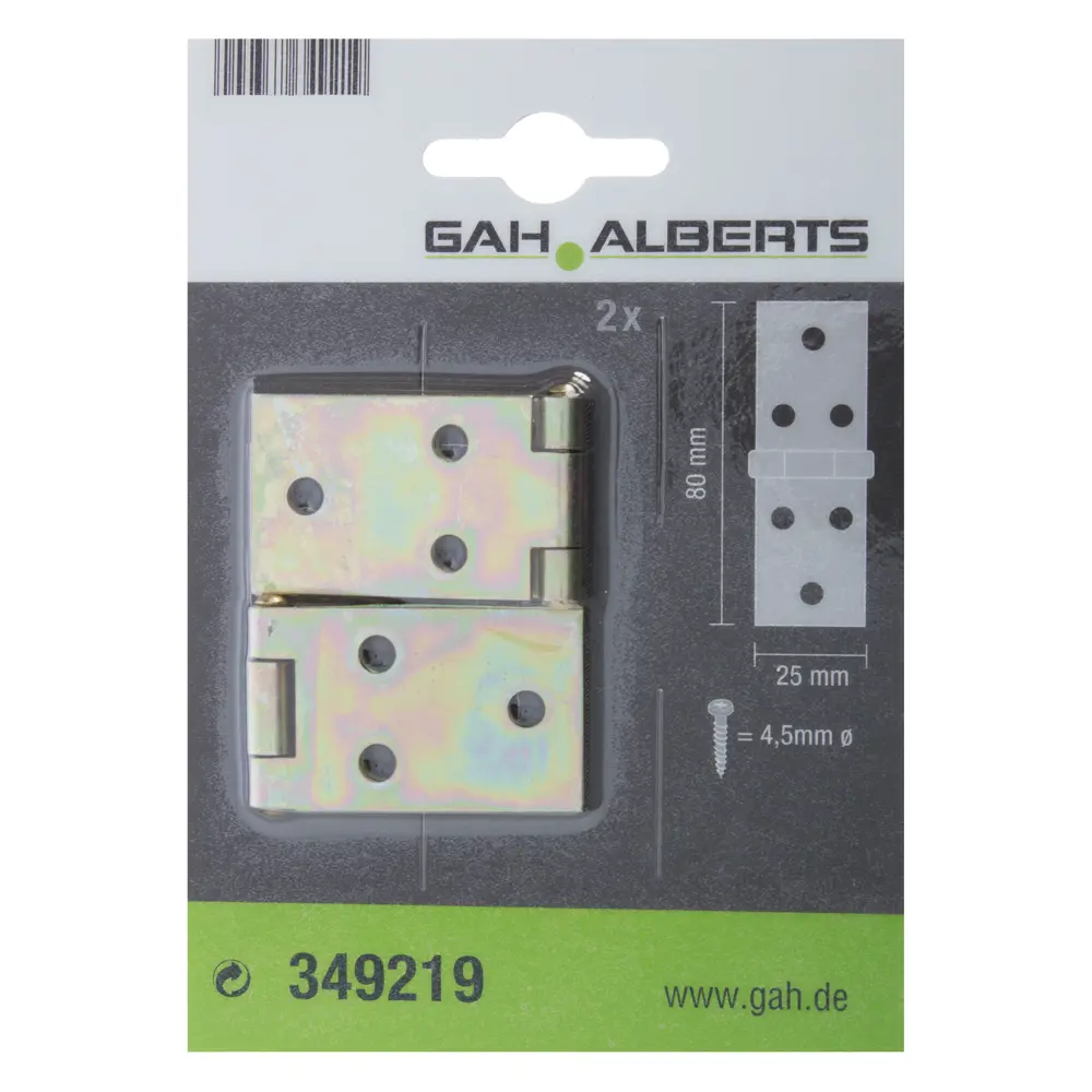 Петля карточная Gah Alberts, 26x81х1.3 мм, сталь оцинкованная, цвет жёлтый, 2 шт. 10860880 STLM-2064547  - Вид №1