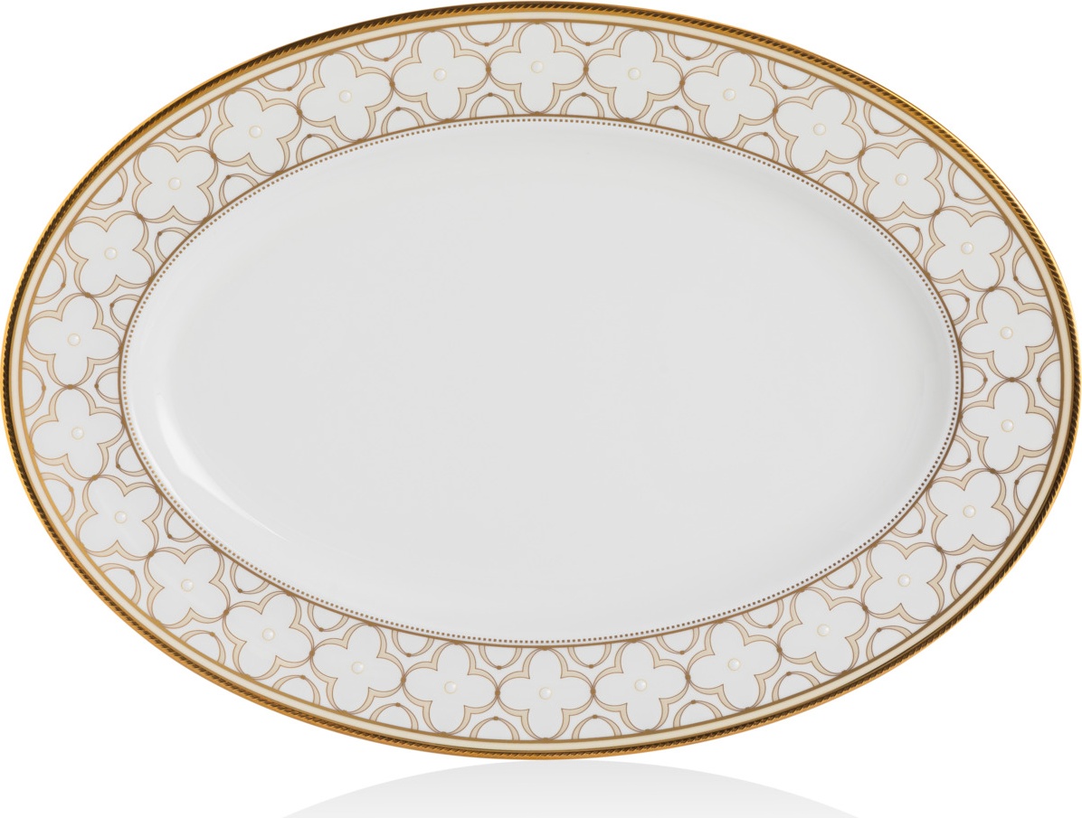 10628674 Noritake Блюдо овальное Noritake "Трефолио,золотой кант" 37см Фарфор костяной 