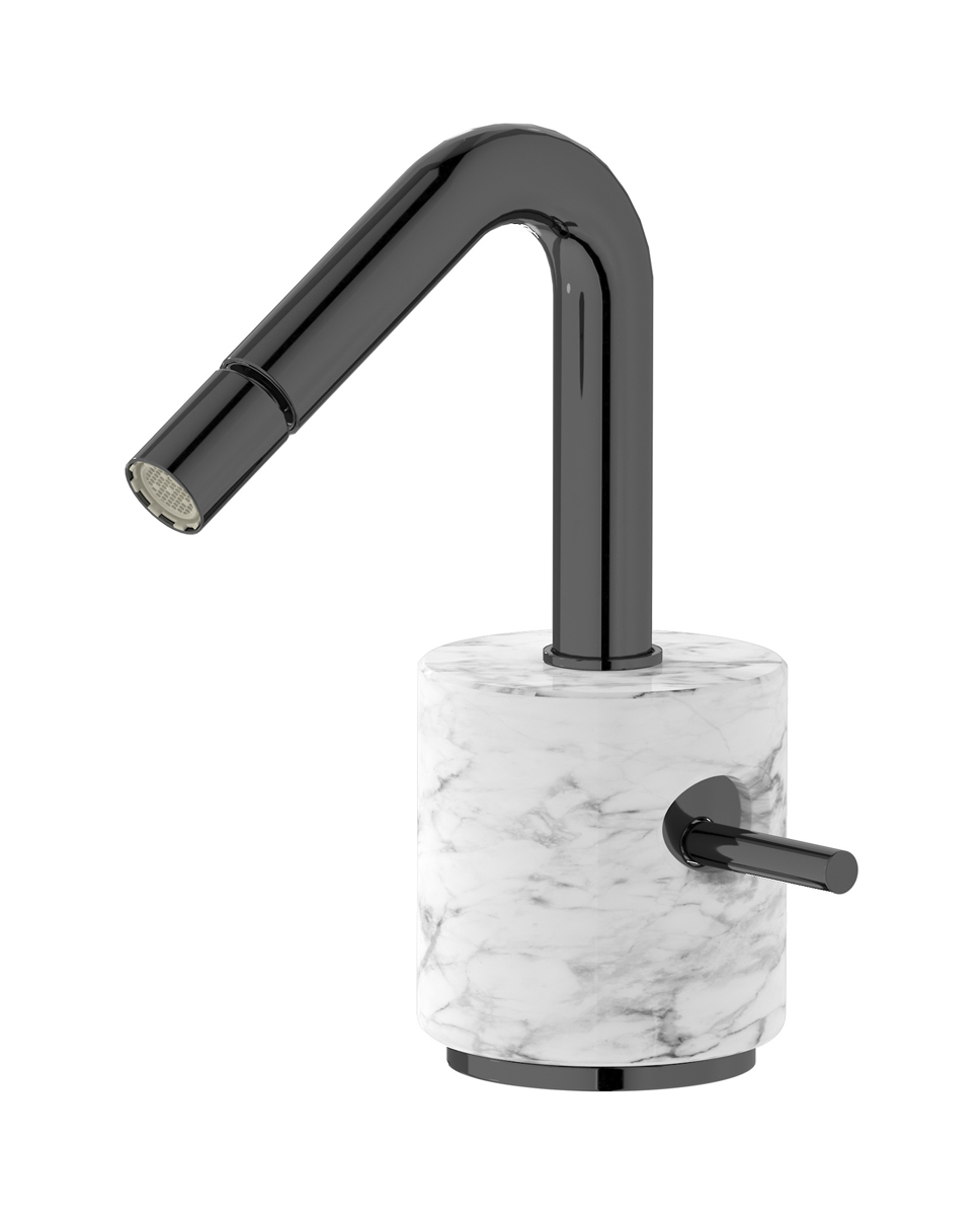 Смеситель для биде на 1 отверстие в комплекте с донным клапаном. WE ARE IB mr220cf_1 Black Chrome Marmo