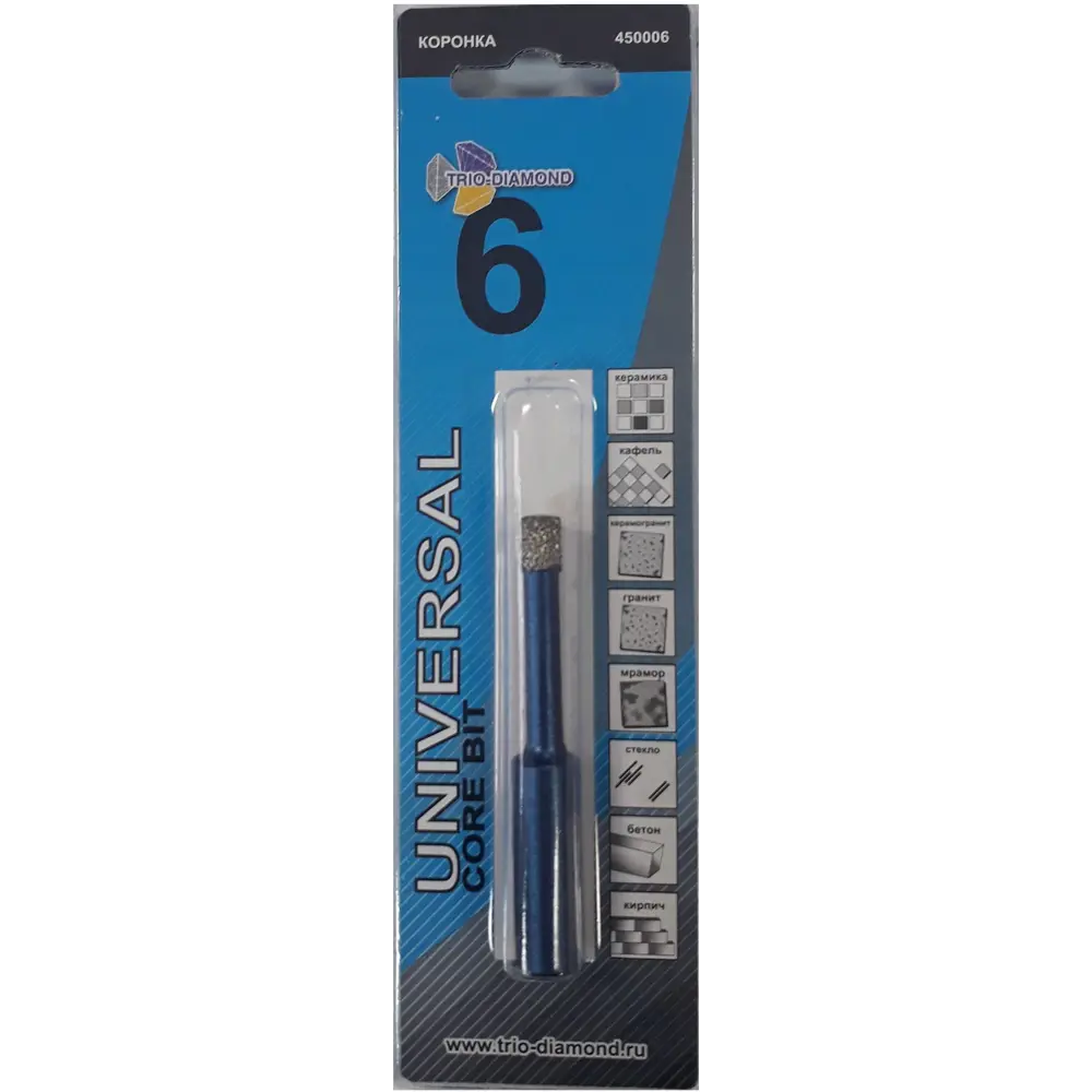 Коронка универсальная Trio-Diamond 450006 6 мм для бетона и кирпича 88893515 STLM-0849132 - Вид №1