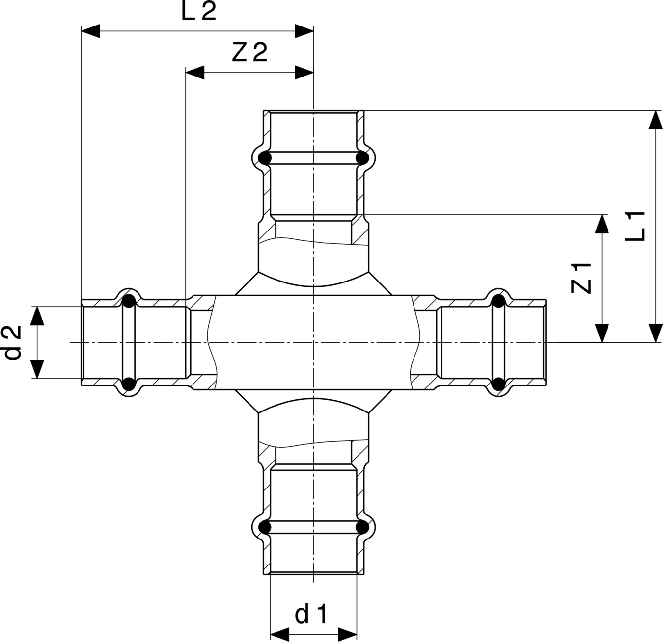 323 370 Модель 2248 Трубопроводные системы  Profipress  Коллекторы, крестовины Santreyd  - Вид №3