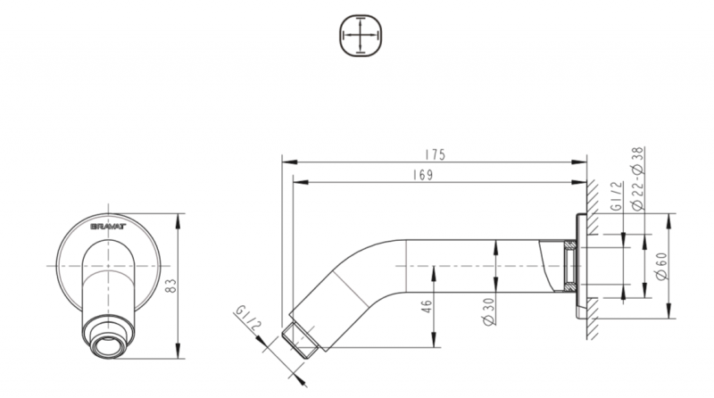 Настенный кронштейн для душа  D312C-RUS bravat  - Вид №1