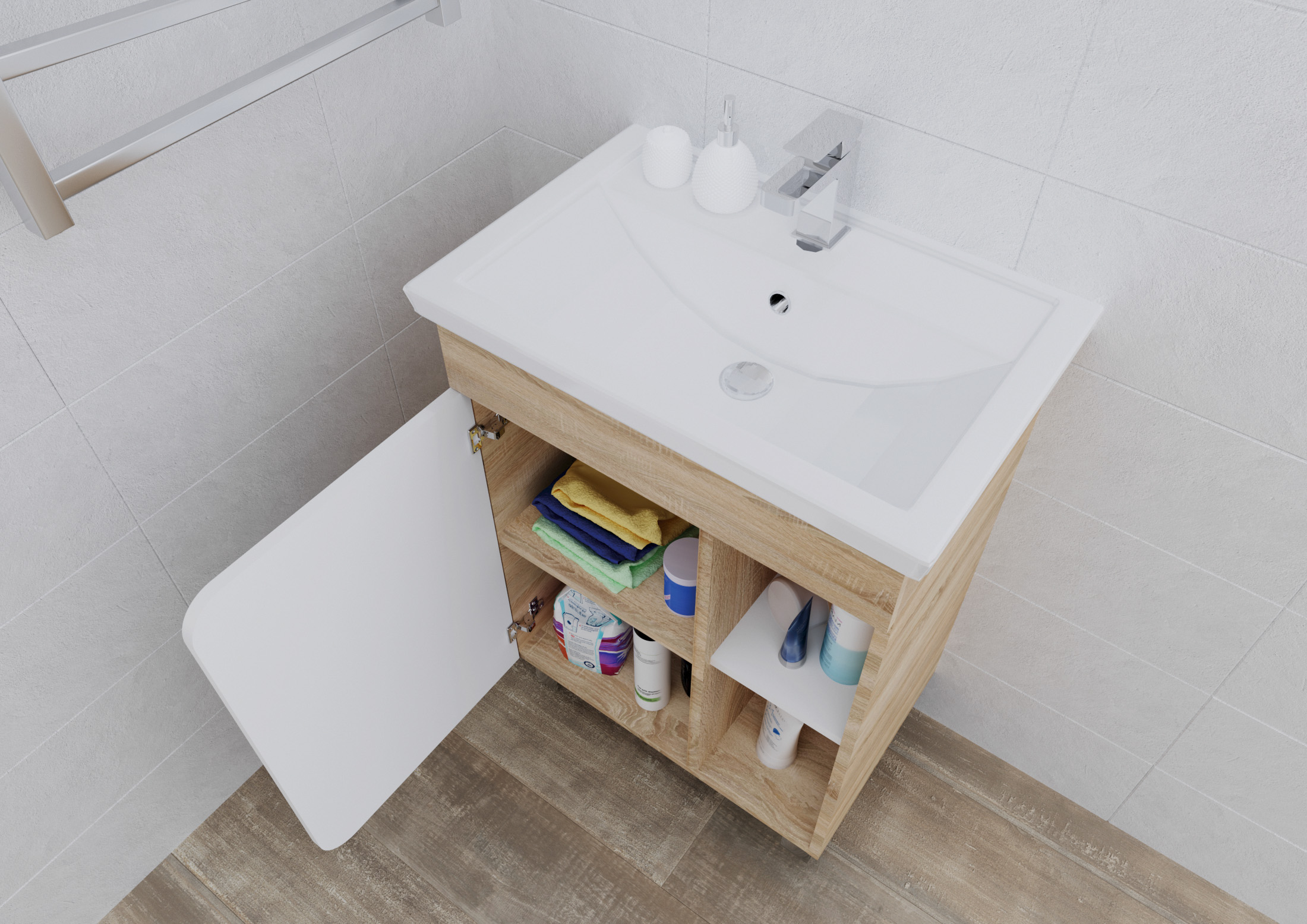 У76062 Тумба Nuvo 60Н 1д. Дуб Сонома 1 Marka NUVO  - Вид №2