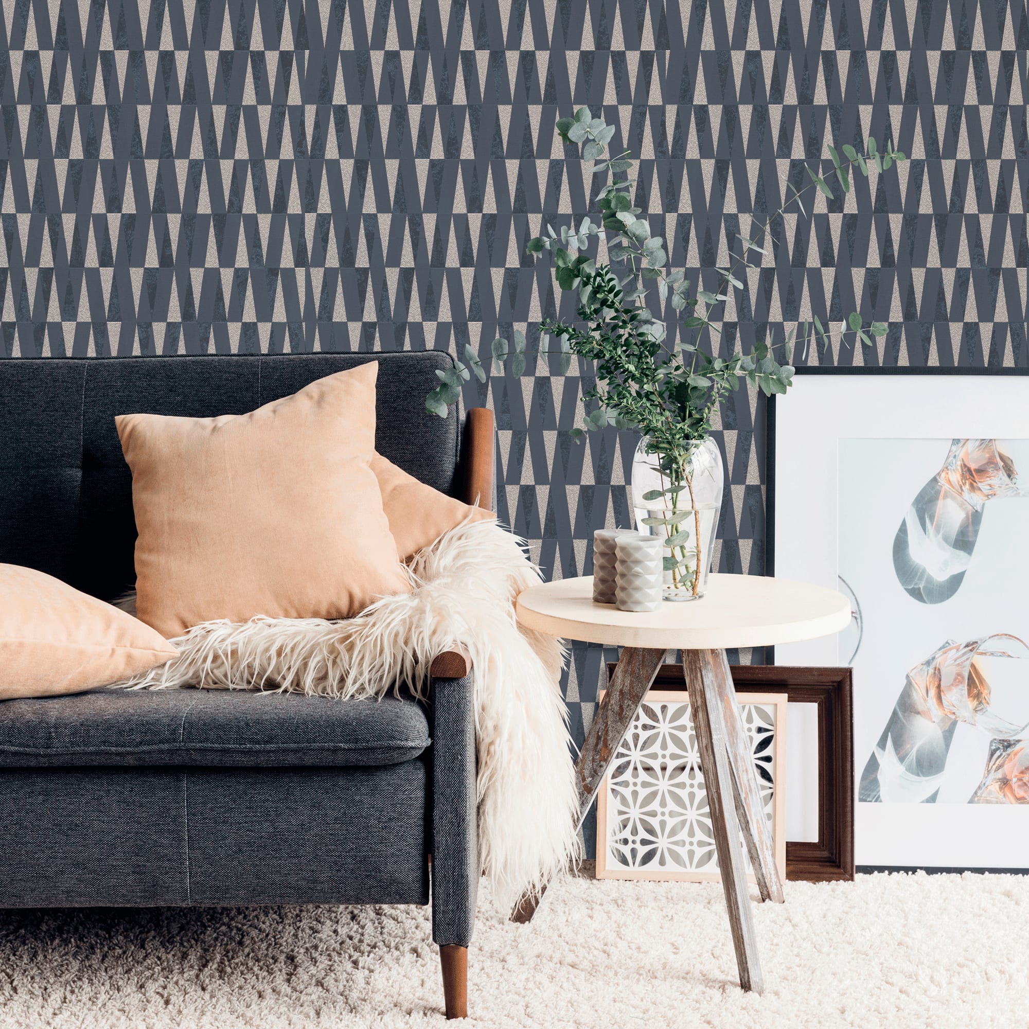 83211537 Обои флизелиновые Erismann чёрные 1.06 м 12038-15 Carat Santreyd - Вид №2