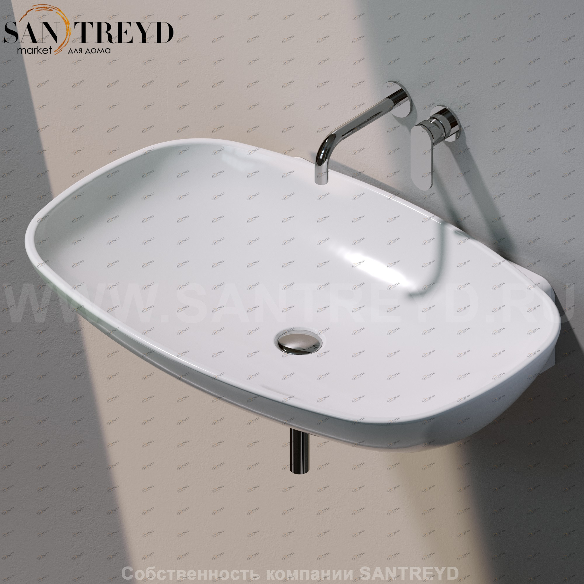 ND5080.9016 Подвесная раковина настенная прямоугольная Ceramica Flaminia Nuda белая