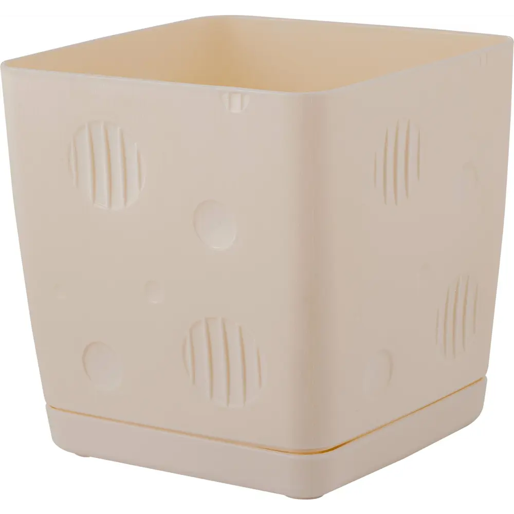 Горшок цветочный Engreen Microcosm 11.3x11.3x11.5 см v1.1 л пластик бежевый INGREEN STLM-2196903