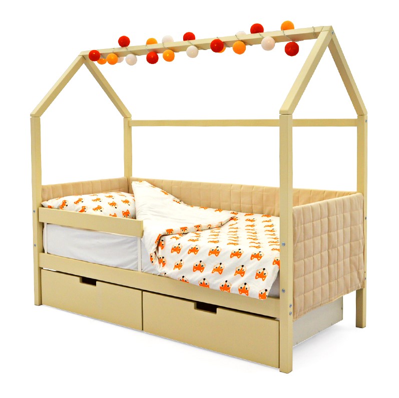 Детская кровать-домик мягкая бежевая Svogen БЕЛЬМАРКО  00-3873177 Бежевый Santreyd  - Вид №5