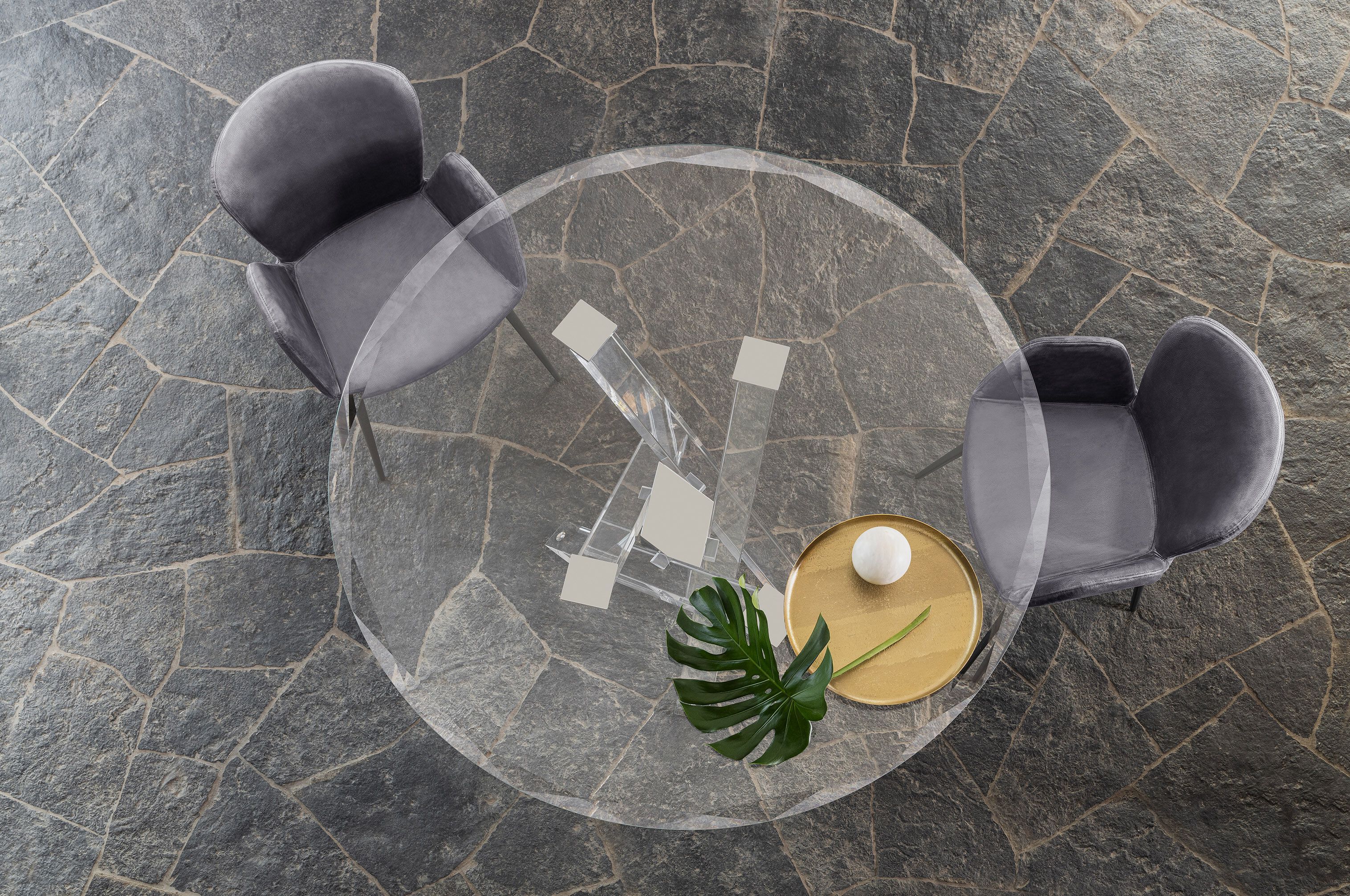 Фиксированный стол с оргстеклом и хрустальной столешницей RIFLESSI Shangai ARCH-00125997