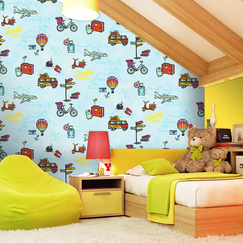 Обои Автобус 1.06х10 м цвет голубой ЭР 3714-2 Erismann Magic travel STLM-2008097 - Вид №2