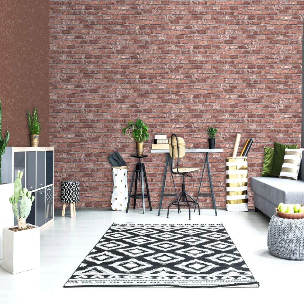 EURO DECOR Обои Лофт терракотовые - флизелиновые для стильного интерьера 18595305 STLM-0011609 - Вид №3