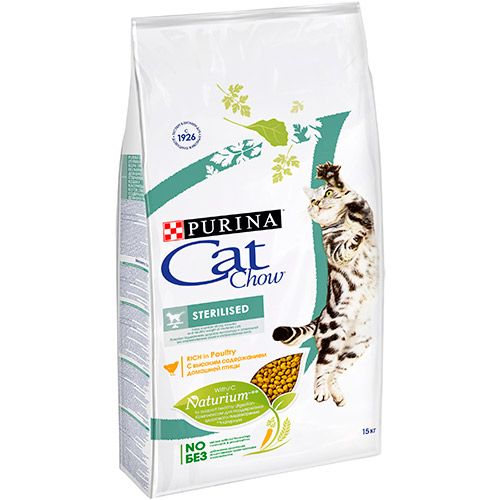 ПР0034188 Корм для кошек для стерилизованных и кастрированных, домашняя птица, сух. 15 кг Cat Chow 