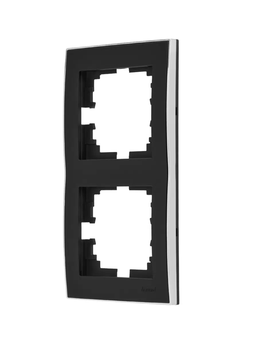 RAIN Рамка двойная вертикальная с боковой белой вставкой черный LEZARD 703-4225-152 - Вид №1