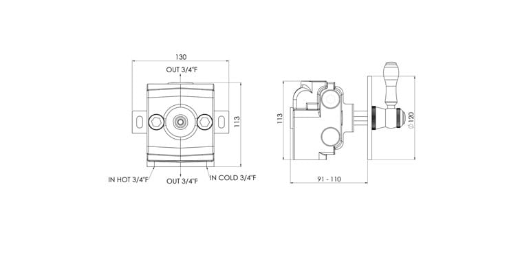 Смеситель для душа с одним отверстием rvb 1935 Лимож ARCH-00094504 - Вид №2